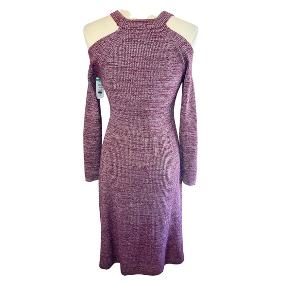 NWT LONDON TIMES Cold Shoulder Ribbed Knit A-line Midi Dress, Large - Picture 6 of 10
